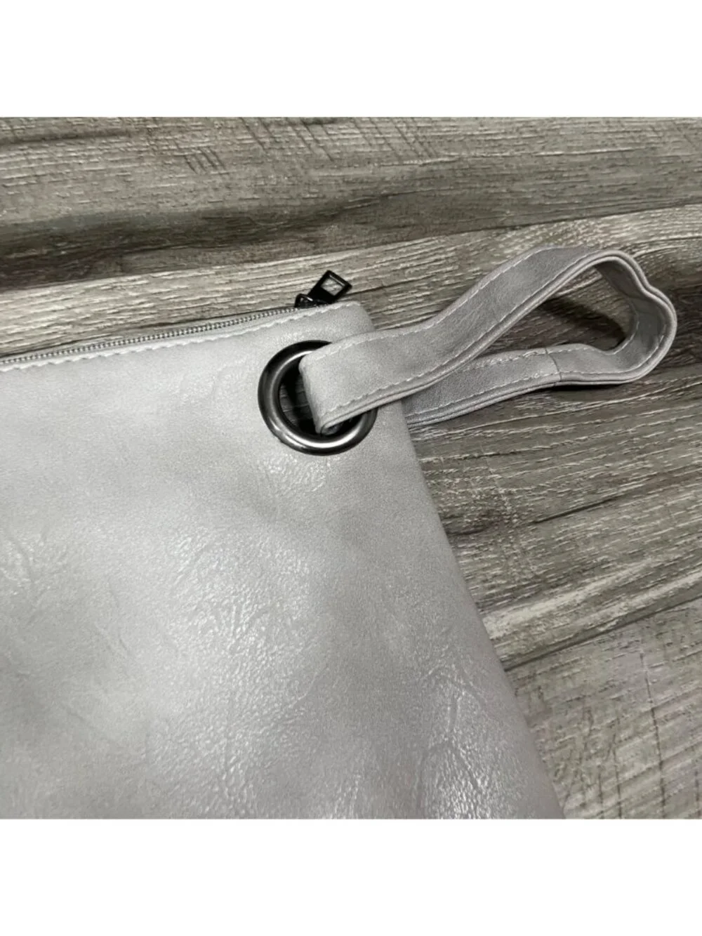 CC-US Oversized Envelope Clutch Handbag Soft Leather Grey Size 12” x 9”